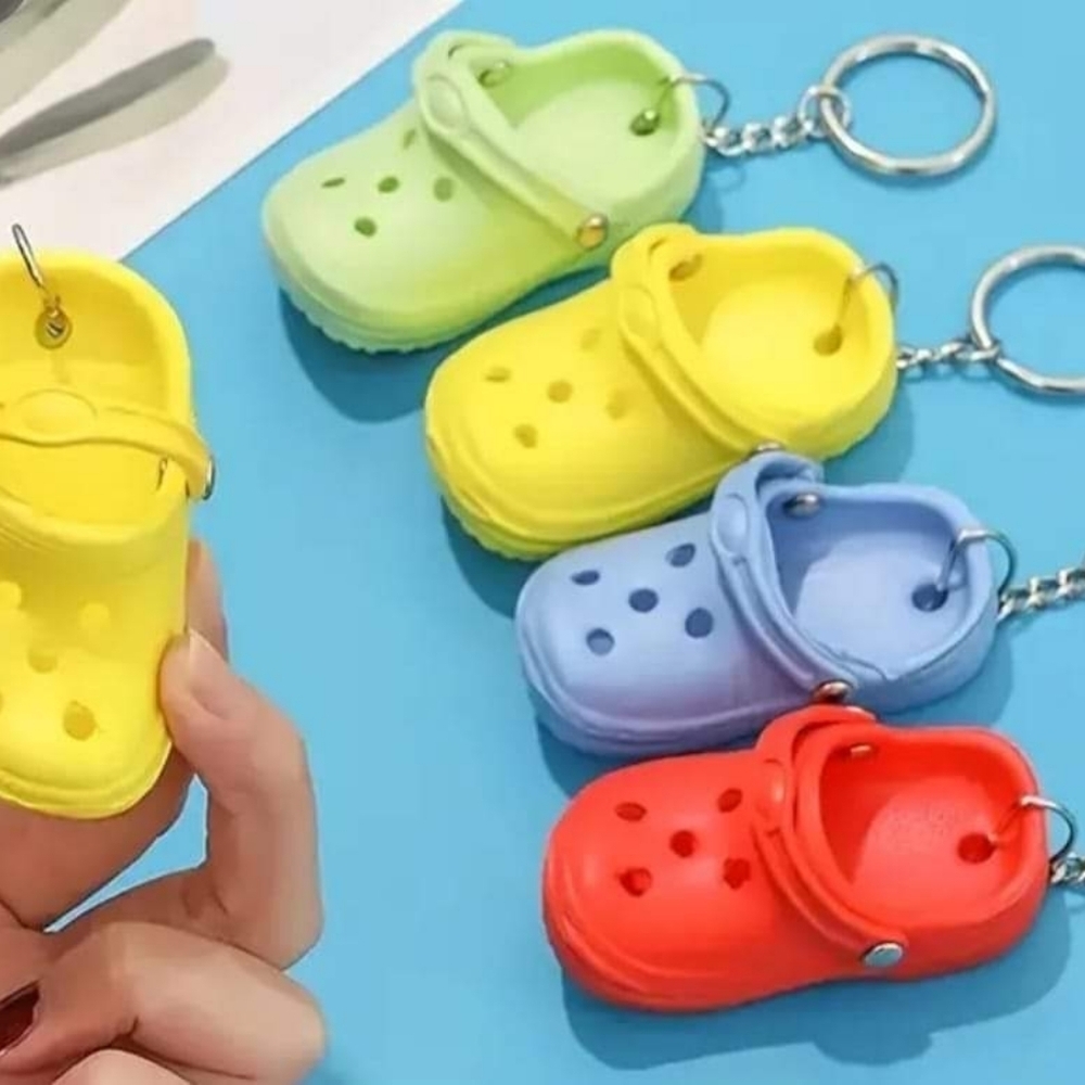 Faux Croc 3" x 1.5" Rubber Shoe Keyring or Purse Charm